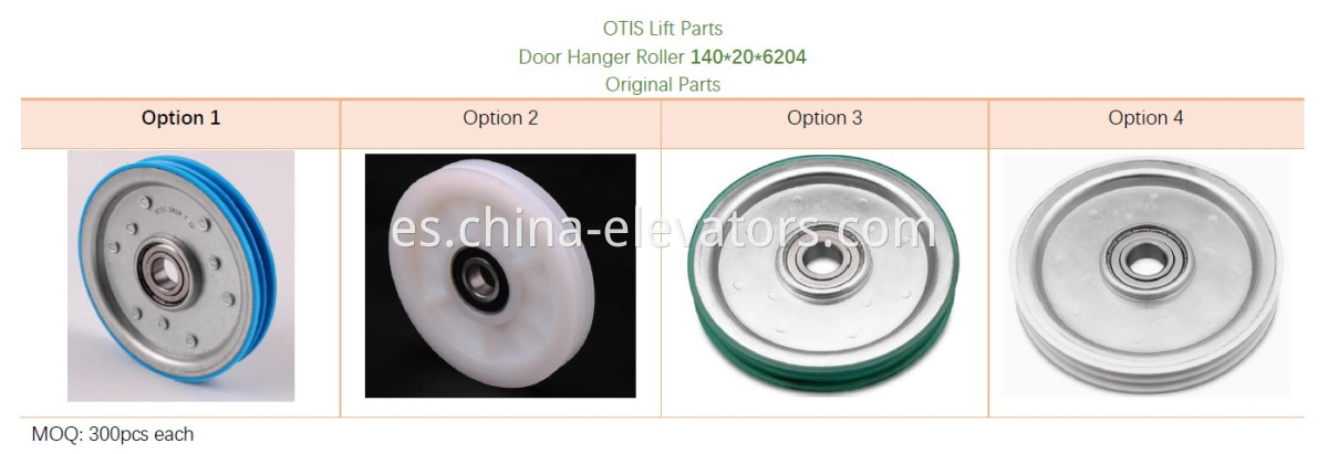 4 Options for Door Hanger Rollers for OTIS Elevators 140*20*6204 Dual-Groove